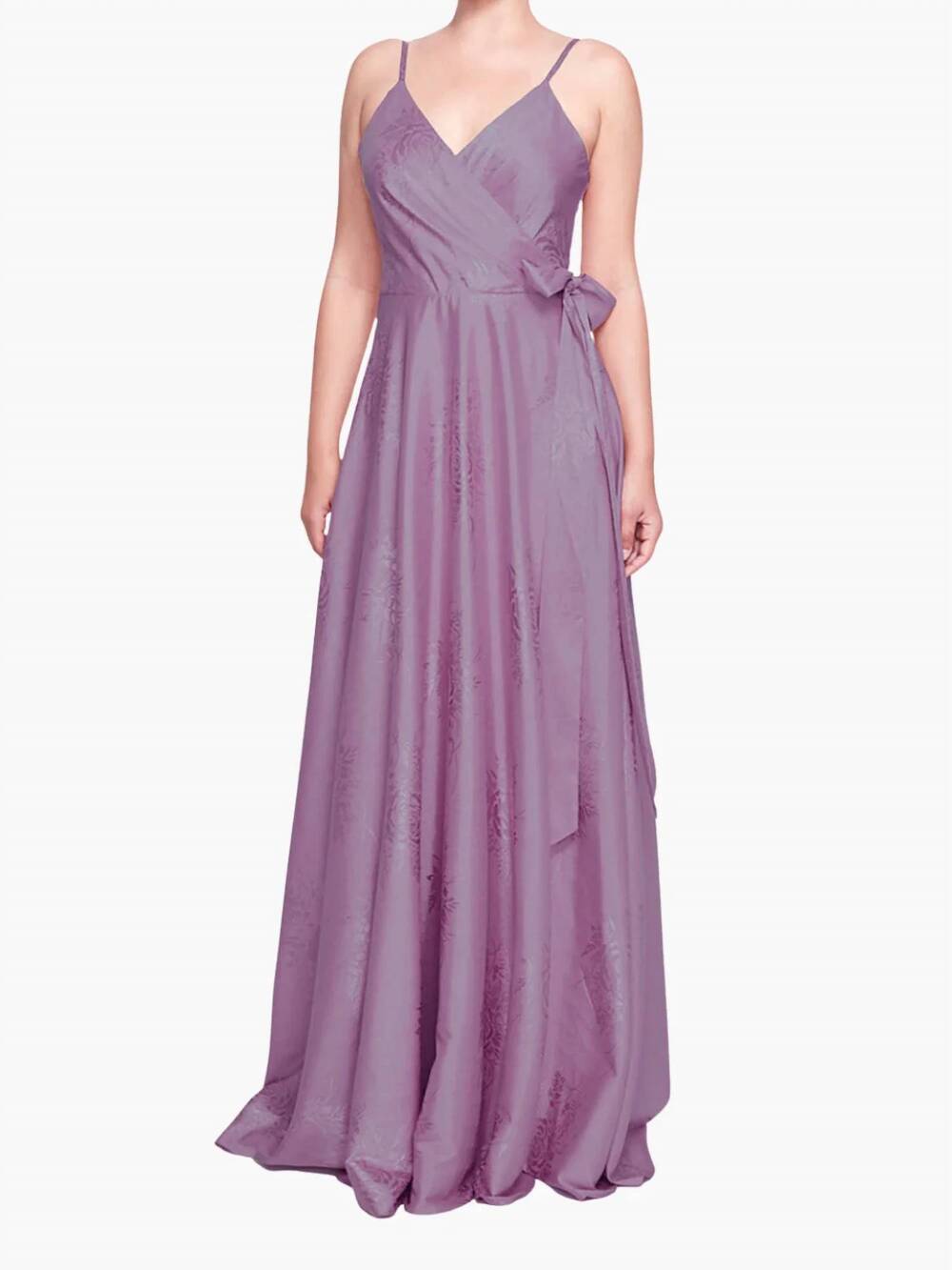 NEW MARCHESA NOTTE matera wrap floral gown in lavender